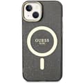 Miniatyrbild 4 av 9: Guess iPhone 14 Plus Mobilskal MagSafe Glitter Guld - Svart