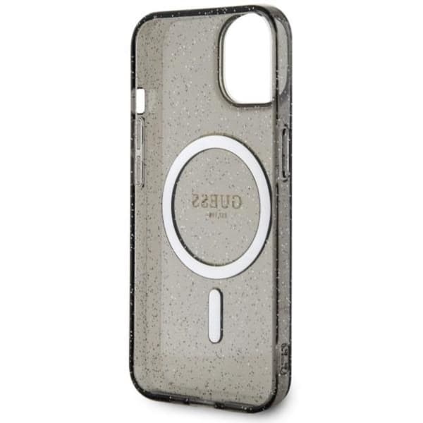 Guess iPhone 14 Plus Mobilskal MagSafe Glitter Guld - Svart