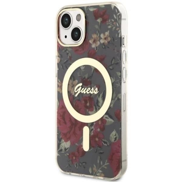 Guess iPhone 14 Plus Mobilskal MagSafe Flower - Grön/Khaki