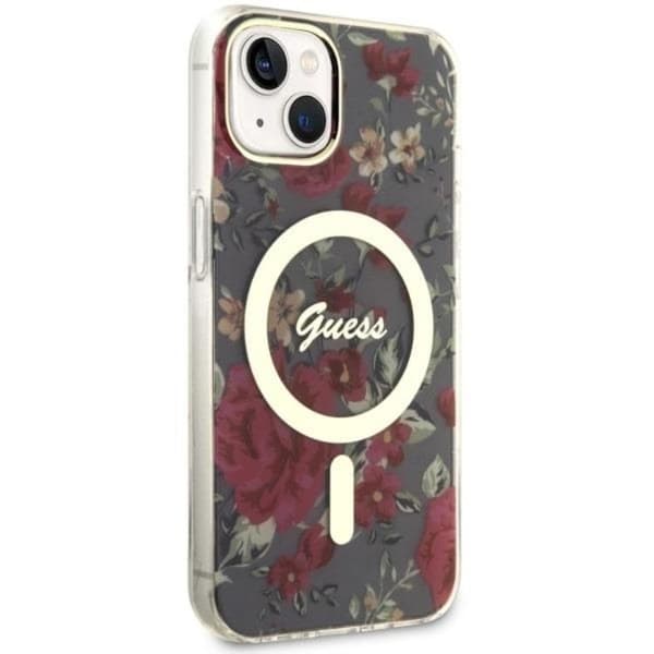 Guess iPhone 14 Plus Mobilskal MagSafe Flower - Grön/Khaki