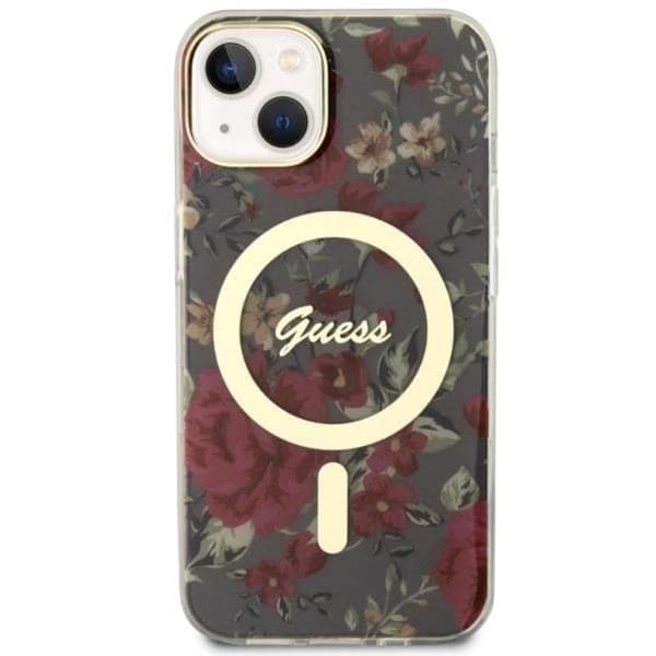 Guess iPhone 14 Plus Mobilskal MagSafe Flower - Grön/Khaki