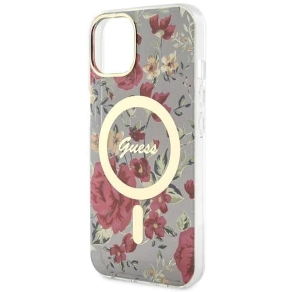 Guess iPhone 14 Plus Mobilskal MagSafe Flower - Grön/Khaki