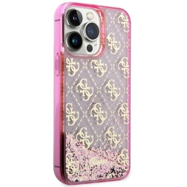 Guess iPhone 14 Pro Max Mobilskal Liquid Glitter - Rosa