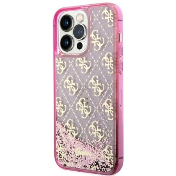 Guess iPhone 14 Pro Max Mobilskal Liquid Glitter - Rosa