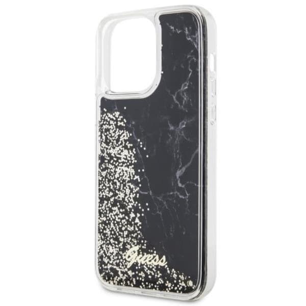 Guess iPhone 14 Pro Max Mobilskal Liquid Glitter Marble - Svart