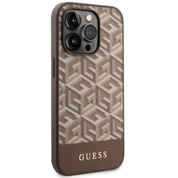Guess iPhone 14 Pro Mobilskal MagSafe GCube Stripes - Brun