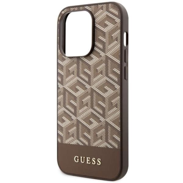 Guess iPhone 14 Pro Mobilskal MagSafe GCube Stripes - Brun