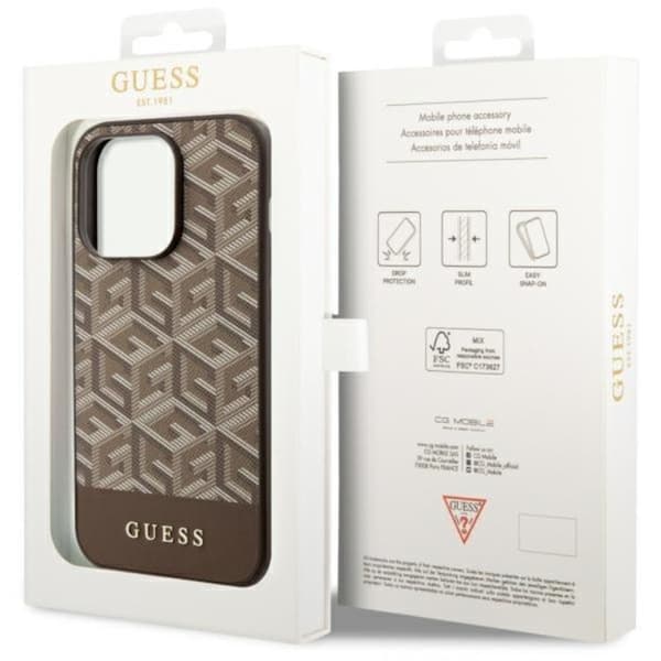Guess iPhone 14 Pro Mobilskal MagSafe GCube Stripes - Brun