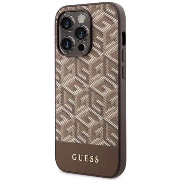 Guess iPhone 14 Pro Mobilskal MagSafe GCube Stripes - Brun