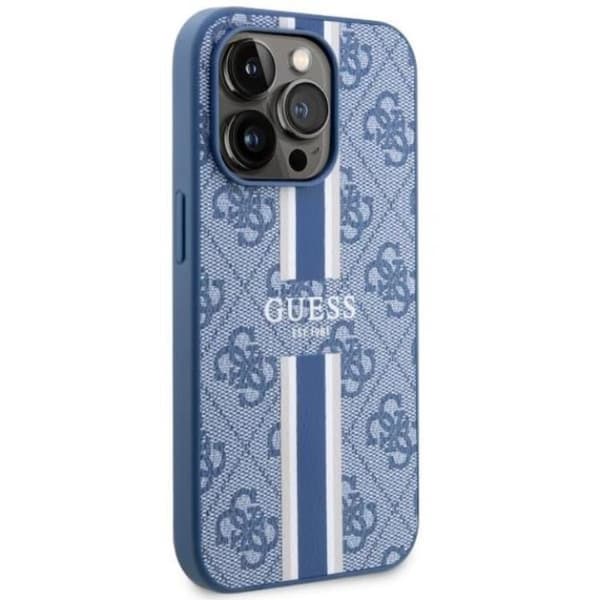 Guess iPhone 14 Pro Mobilskal MagSafe Printed Stripes - Blå