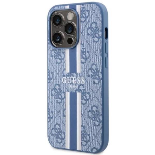 Guess iPhone 14 Pro Mobilskal MagSafe Printed Stripes - Blå