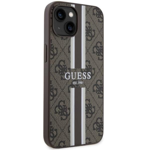 Guess iPhone 14 Plus Mobilskal MagSafe Printed Stripes Brun