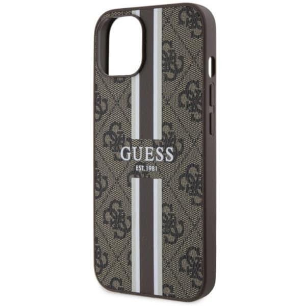 Guess iPhone 14 Plus Mobilskal MagSafe Printed Stripes Brun