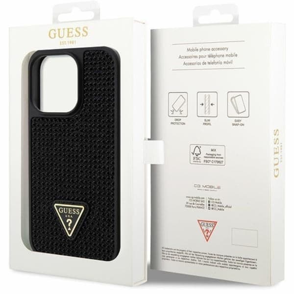 Guess iPhone 14 Pro Max Mobilskal Rhinestone Triangle - Svart