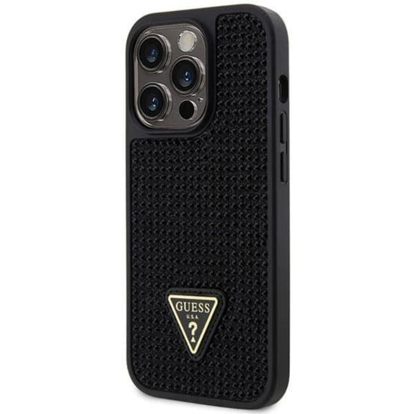 Guess iPhone 14 Pro Max Mobilskal Rhinestone Triangle - Svart