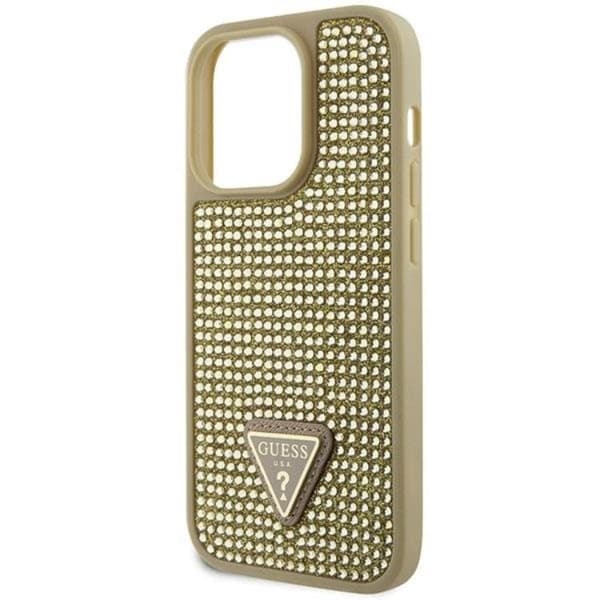 Guess iPhone 14 Pro Max Mobilskal Rhinestone Triangle - Guld