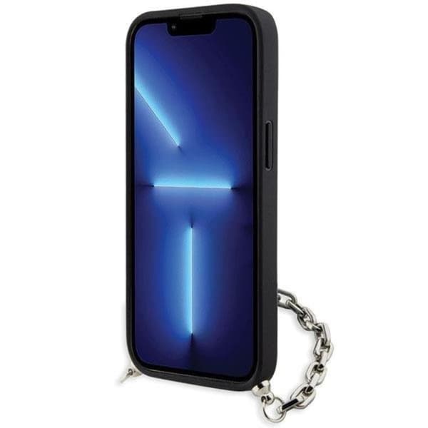 KARL LAGERFELD iPhone 14 Mobilskal Saffiano Monogram Chain