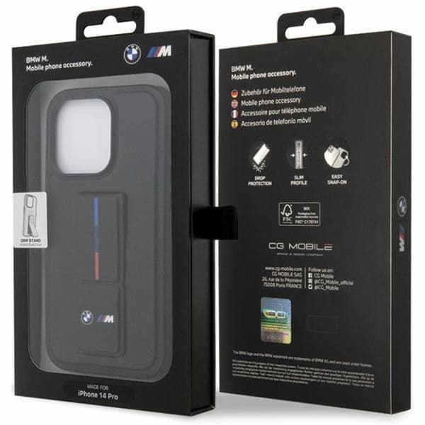BMW iPhone 14 Pro Mobilskal Grip Hot Stamp - Svart