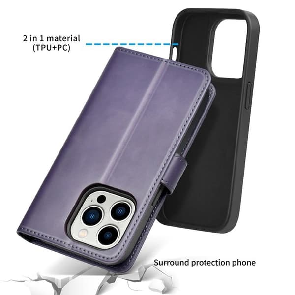 Puloka iPhone 14 Pro Max Plånboksfodral Magsafe 2in1 - Lila