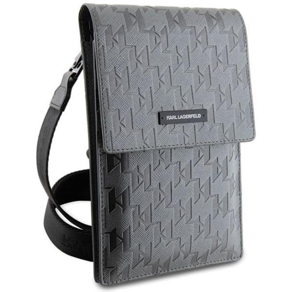 Karl Lagerfeld Halsbandsfodral Saffiano Mongram Plaque - Silver