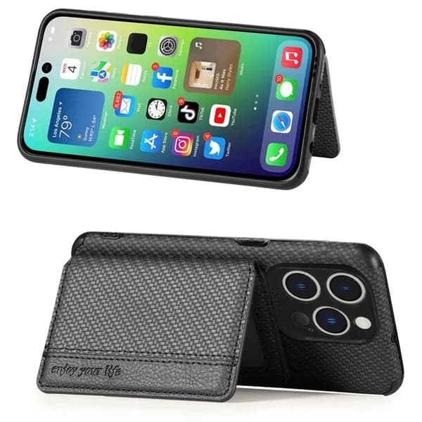 iPhone 14 Pro Max Mobilskal Korthållare - Svart