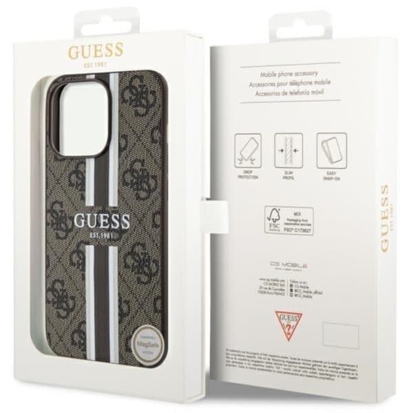 Guess iPhone 13 Pro Max Mobilskal MagSafe Printed Stripes - Brun