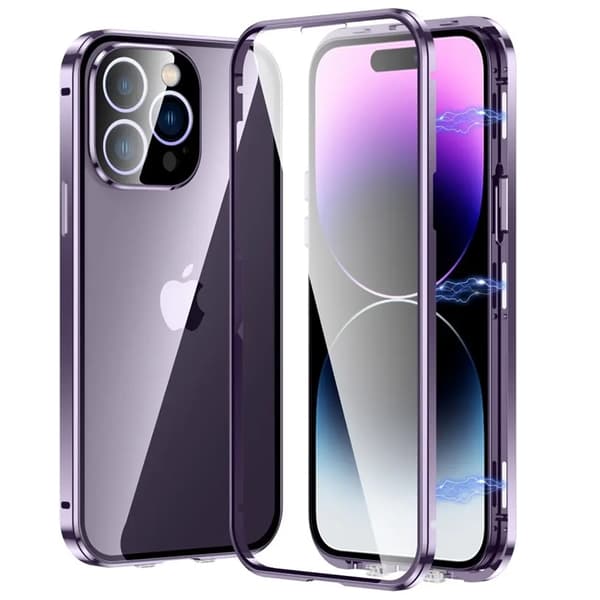 [2in1] iPhone 14 Pro Max Mobilskal Och Härdat Glas Skärmskydd - Lila
