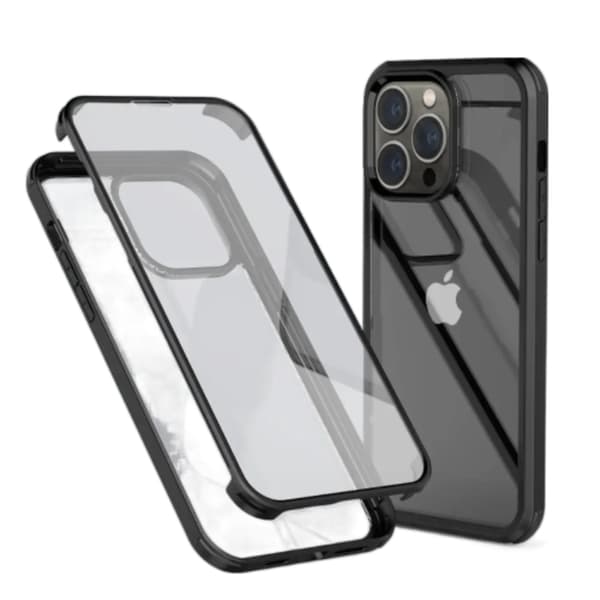 [2in1] iPhone 14 Pro Max Mobilskal Och Härdat Glas Skärmskydd - Svart
