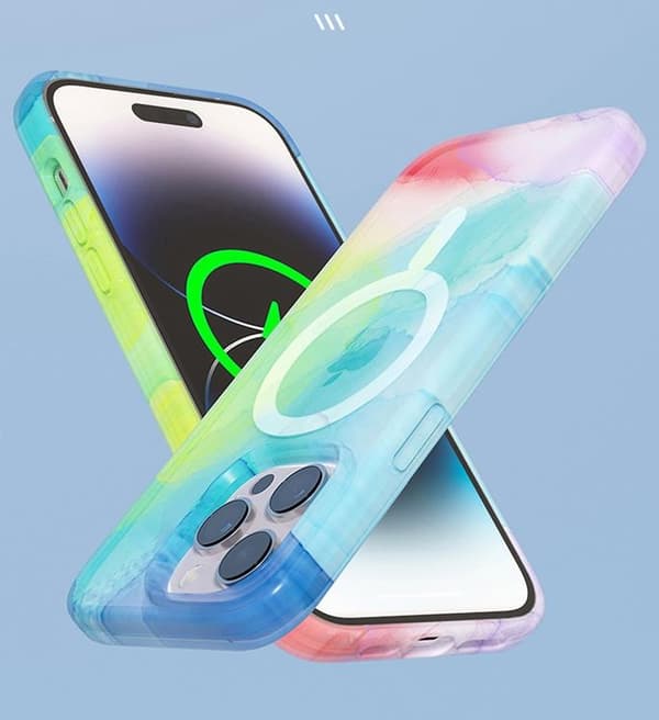 BOOM iPhone 14 Pro Mobilskal Magsafe Vattenfärg - Blå