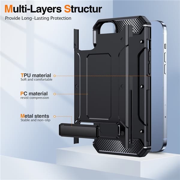 iPhone 14 Plus Mobilskal Kickstand Shockproof - Svart