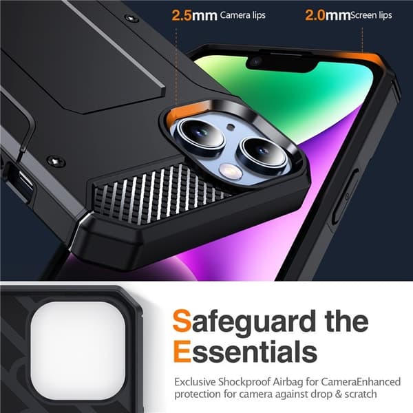 iPhone 14 Plus Mobilskal Kickstand Shockproof - Svart