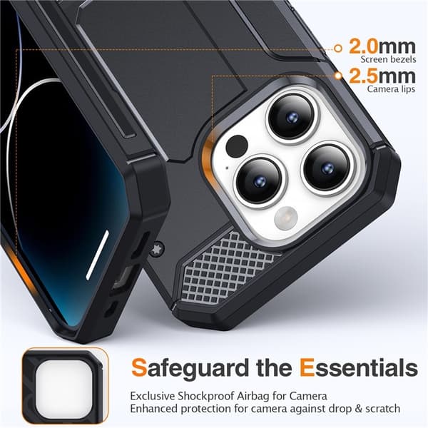 iPhone 13 Pro Max Mobilskal Kickstand Shockproof - Svart