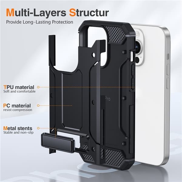 iPhone 13 Pro Max Mobilskal Kickstand Shockproof - Svart