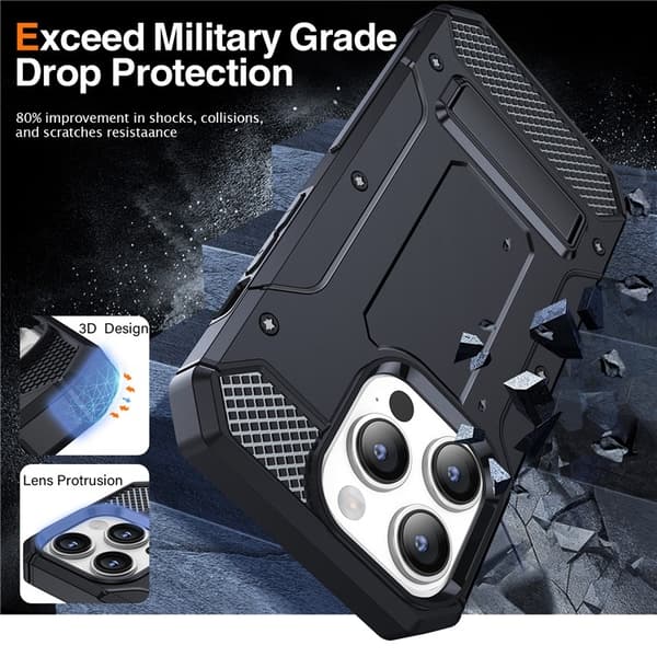 iPhone 13 Pro Max Mobilskal Kickstand Shockproof - Svart