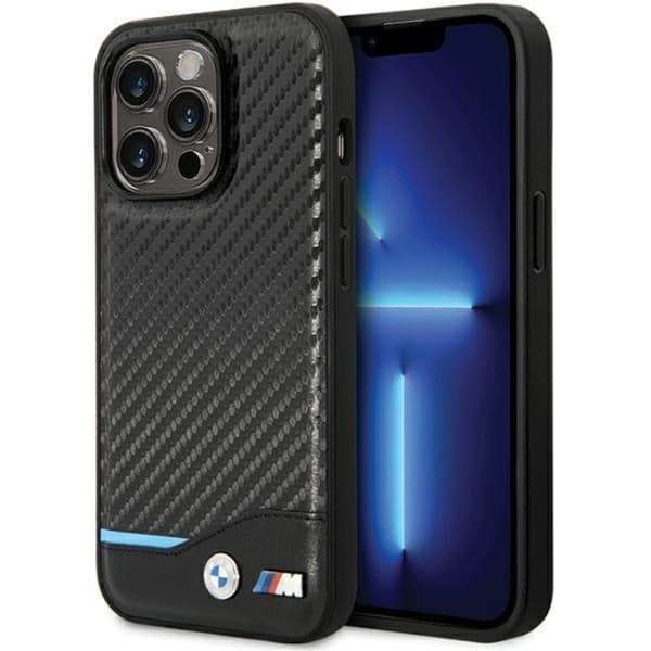 BMW iPhone 13 Pro Max Mobilskal Läder Carbon - Svart