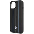 Miniatyrbild 6 av 8: BMW iPhone 14 Mobilskal Läder Stamp Blue Lines - Svart