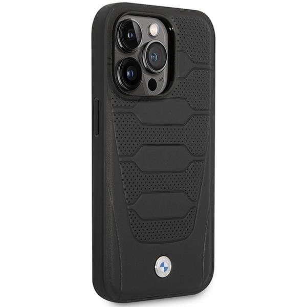 BMW iPhone 14 Pro Max Mobilskal Läder Seats Pattern - Svart