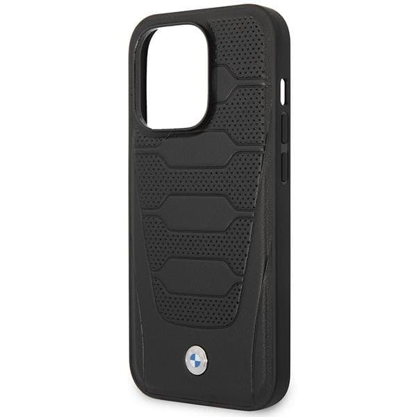 BMW iPhone 14 Pro Max Mobilskal Läder Seats Pattern - Svart