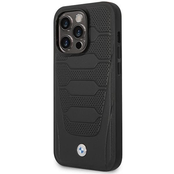 BMW iPhone 14 Pro Max Mobilskal Läder Seats Pattern - Svart
