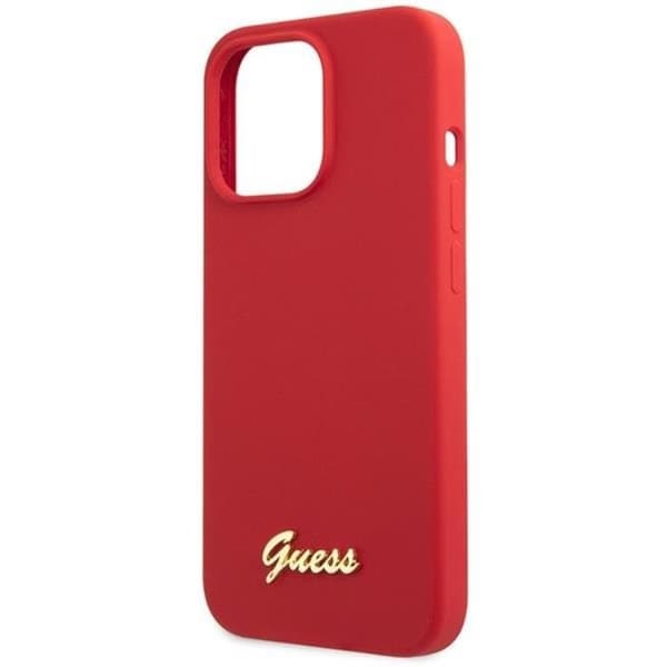 Guess iPhone 13 Pro Max Mobilskal Silicone Script Gold Logo - Röd