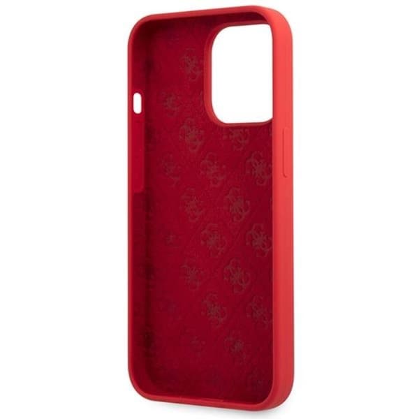 Guess iPhone 13 Pro Max Mobilskal Silicone Script Gold Logo - Röd