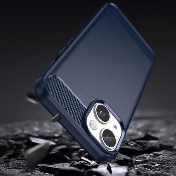 iPhone 15 Mobilskal Carbon Flexible - Blå