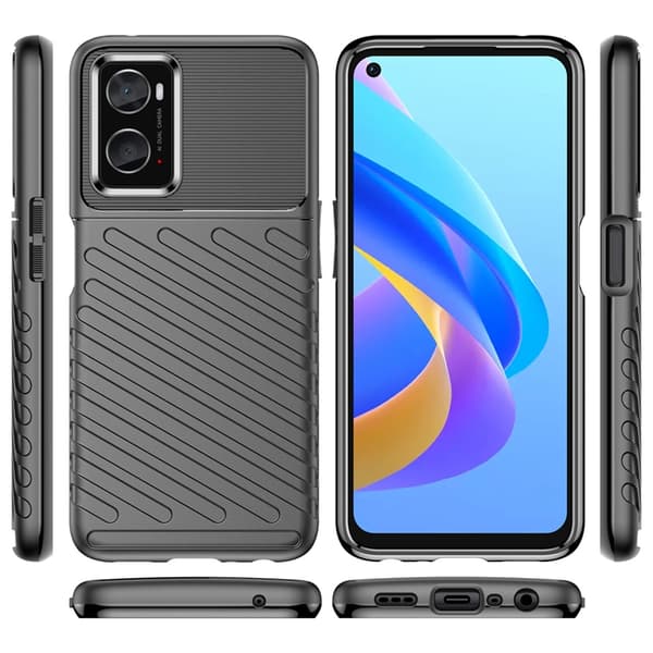 Realme 9i/Oppo A76/A36 Mobilskal Thunder Armored - Svart