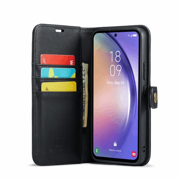 DG.MING Galaxy S23 FE Plånboksfodral Äkta Läder 2in1 - Svart