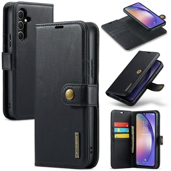 DG.MING Galaxy S23 FE Plånboksfodral Äkta Läder 2in1 - Svart