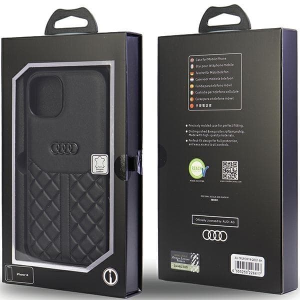Audi iPhone 14 Mobilskal Äkta Läder - Svart