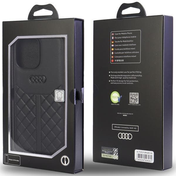 Audi iPhone 13 Pro Max Mobilskal Äkta Läder - Svart