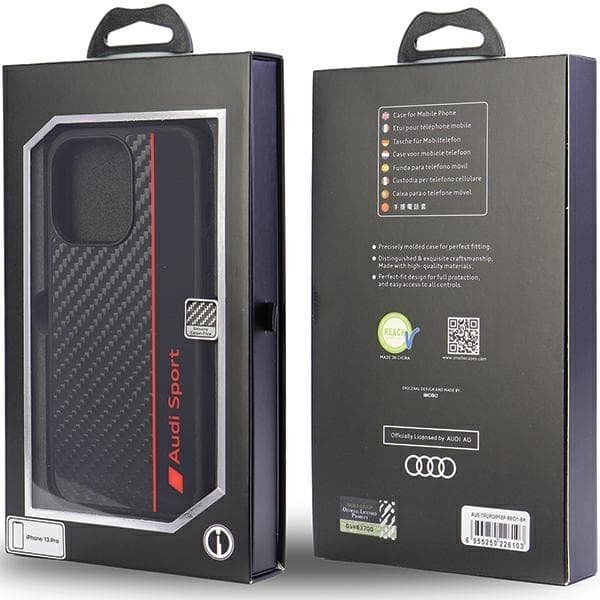 Audi iPhone 13/13 Pro Mobilskal Carbon Fiber Stripe - Svart