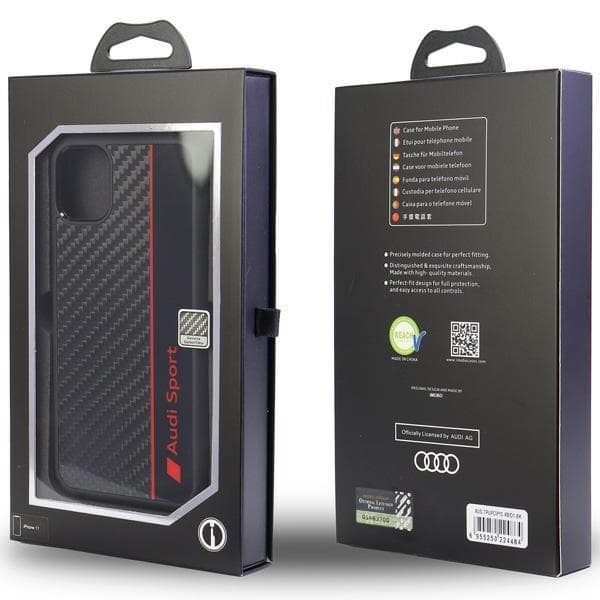 Audi iPhone 12/12 Pro Mobilskal Carbon Fiber Stripe - Svart