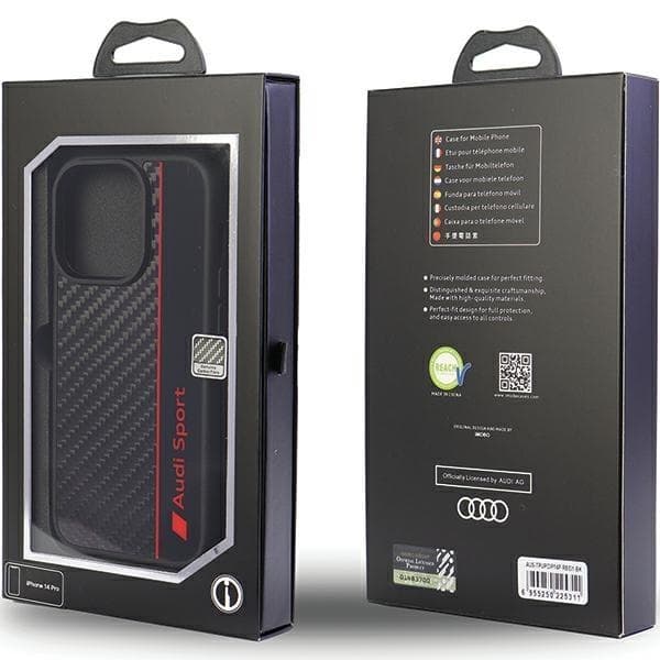 Audi iPhone 13 Pro Max Mobilskal Carbon Fiber Stripe - Svart
